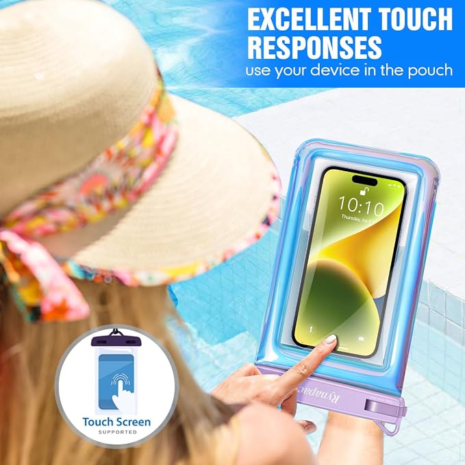 [Up to 10''] Waterproof Phone Pouch Floating, IPX8 Underwater Cell Phone Holder with Lanyard for iPhone 17 16 15 14 Pro Max, Galaxy S25 S24 S23 Ultra, Beach Cruise Ship Essentials Travel Must Haves