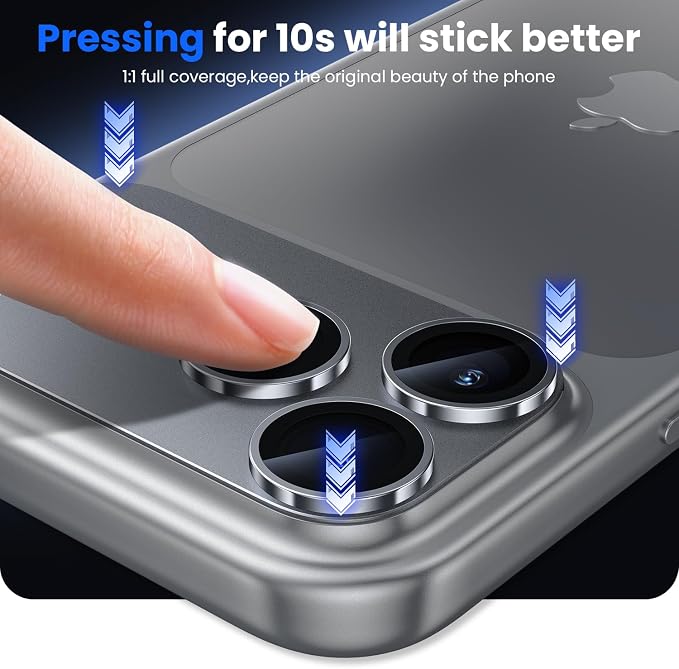 WSKEN for iPhone 17 Pro Camera Lens Protector, [Military Grade Shatterproof] [Strong Adhesion] Metal Aluminum Alloy Tempered Glass Camera Screen Protector, Grey Titanium