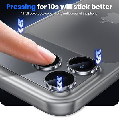 WSKEN for iPhone 17 Pro Max Camera Lens Protector, [Military Grade Shatterproof] [Strong Adhesion] Metal Aluminum Alloy Tempered Glass Camera Screen Protector, Grey Titanium