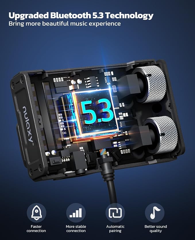 Nulaxy Bluetooth 5.3 Car Adapter with Air Vent Installation & DSP Noise Cancellation, QC3.0 & Type-C PD Car Charger Wireless FM Radio Transmitter Supports Bass & Treble Boost