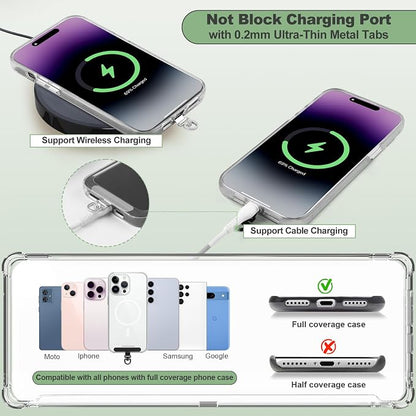 YFWE Clip and Go Strap for Phone with Wallet Crossbody, Adjustable Phone Lanyard with Detachable RFID Wristlet Wallet & Ultra-Thin 360° Rotatable Metal Tabs for All Smartphones (Yellow)