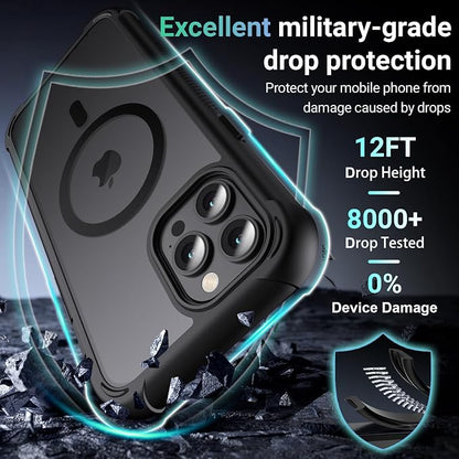 jaroco Magnetic for iPhone 12 Pro Max Case, [Compatible with MagSafe][Military Grade Drop Protection][Heavy Duty Protection][Non-Slip][Shockproof] 2-Layer Durable Bumper Phone Case 6.7''-Black