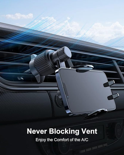 Car Vent Phone Mount, [Never Blocking Vent, Enjoy The Comfort of The A/C] Hands-Free Universal Extension Clip Air Phone Holder Car Fit for All Phones iPhone 17 16 15 14 13 12 Samsung More
