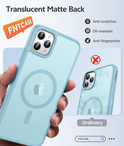 FNTCASE for iPhone 11 Pro Case: [Compatible with Magsafe] Translucent Matte Magnetic Phone Cover - Military Grade Drop Protection Shockproof Protective for iPhone 11Pro 2019 Cases - Teal