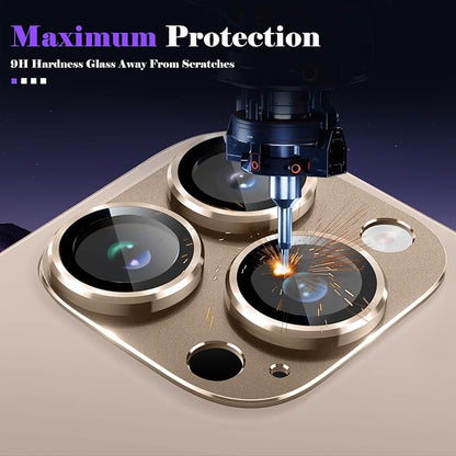 Camera Lens Protector for iPhone 16 Pro/iPhone 16 Pro Max Camera Lens Protector [Strong Adsorption] [Not Easy to Break] Metal Tempered Glass Rear Camera Screen Cover - Titanium Brown