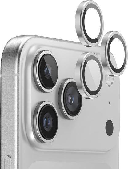 FLOLAB NanoArmour Anti-Reflective for iPhone 17 Pro Max/iPhone 17 Pro Camera Lens Protector - Durable Tempered Glass with Aluminum Ring, TruColors, Ultra Clear, Easy Install - Silver