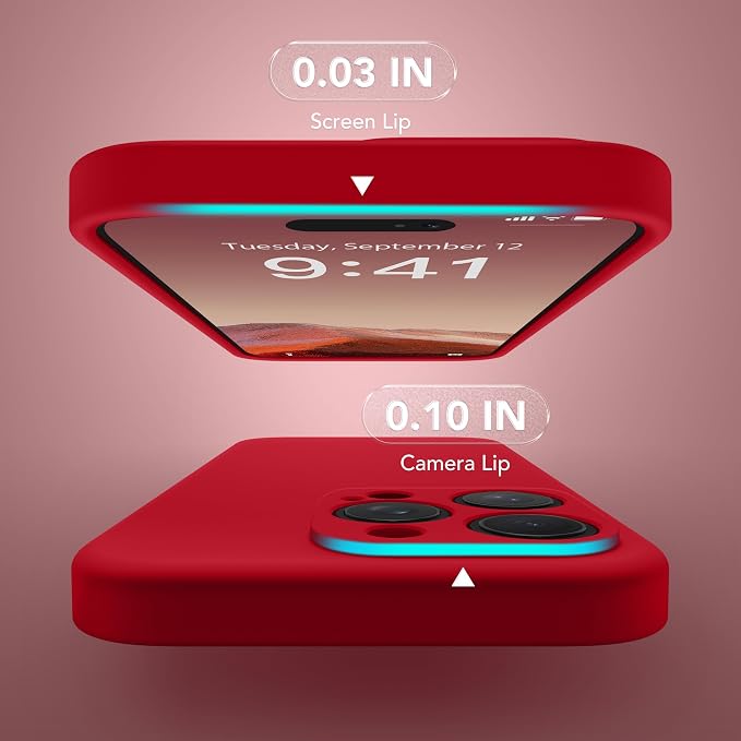 Magnetic for iPhone 15 Pro Case, Compatible with MagSafe, [Full Camera Protection][Screen Protector] Silicone Shockproof Protective Phone Case for iPhone 15 Pro 6.1", Deep Red