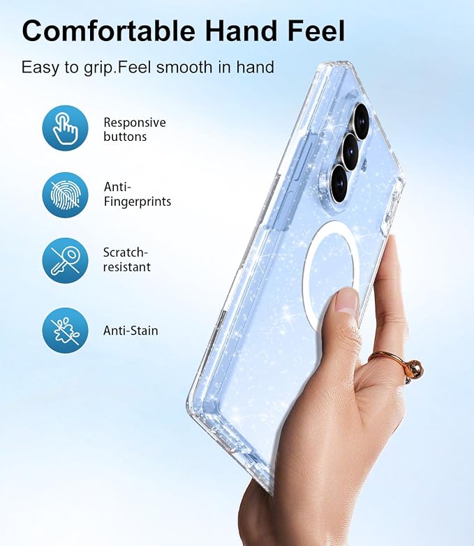Btscase for Samsung Galaxy Z Fold 8 Ultra Case,Built in Front Screen Protector,[Compatible with MagSafe] Marble Hard PC Slim Shockproof Full Body Drop Protective Case for Z Fold 8 Ultra, Clear Glitter