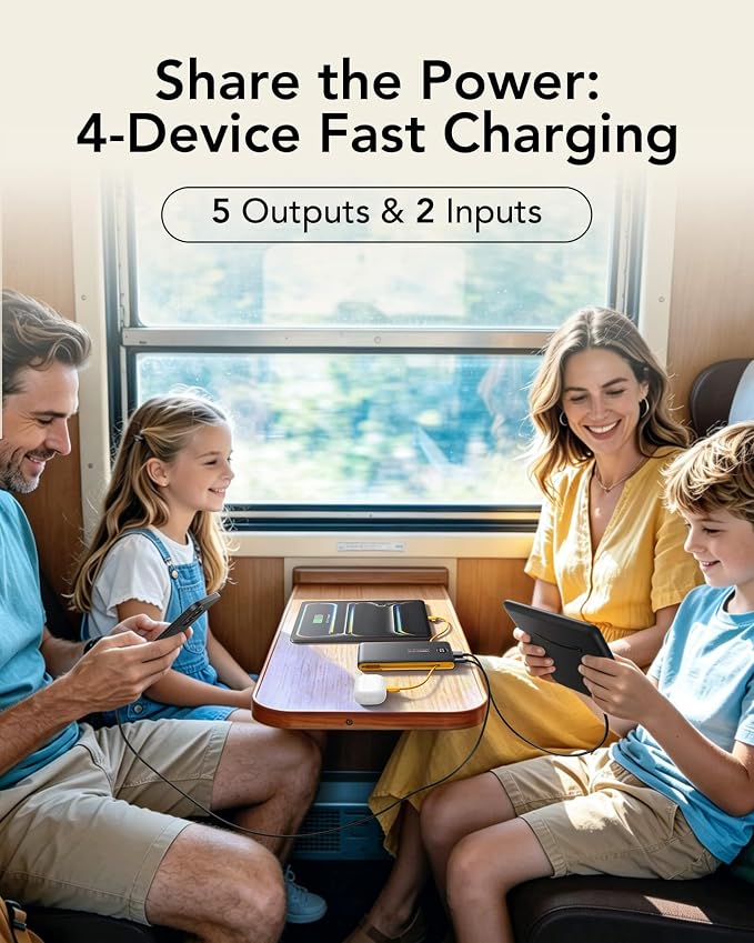 VEEKTOMX Portable Charger with Built in Cables 10000mAh, Power Bank for iPhone with AC Wall Plug, Fast Charging USB C Slim Battery Pack with LED Display Compatible with iPhone 17/16/15, Samsung