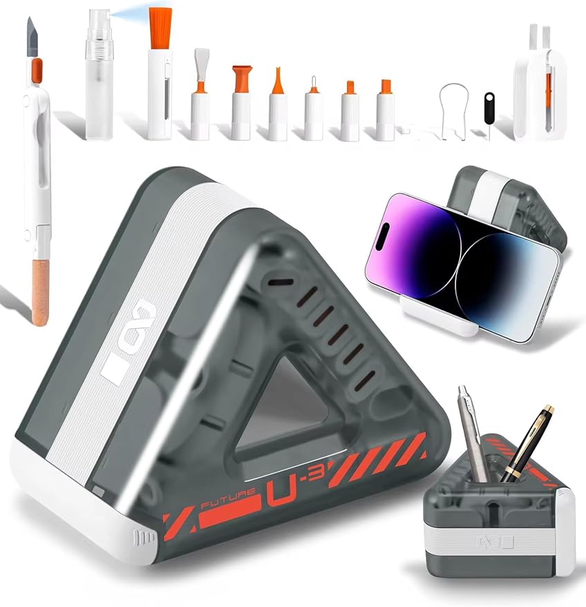 Laptop, Phone, and Electronics Cleaning Kit with Spray, Microfiber Cloth, Brush, 21 Tools (Triangle)