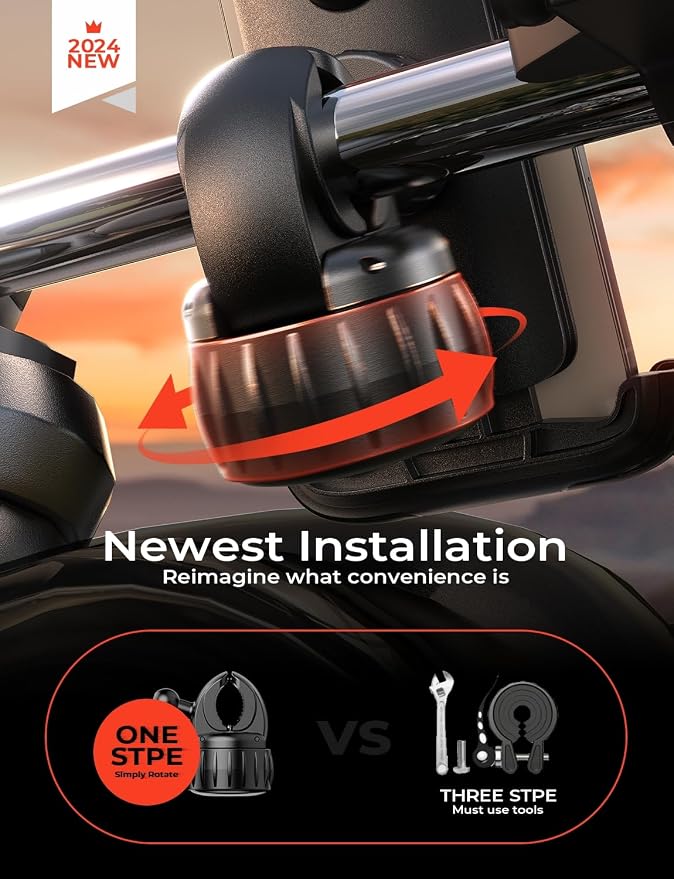 LISEN Motorcycle Phone Mount [2025 Upgrade] Bike Phone Mount- Motorcycle Handlebar Cell Phone Clamp, Scooter Phone Clip for iPhone 16 Pro Max/Plus, 15 Pro Max, S9 S10 and 4.7" to 6.8" Smartphones