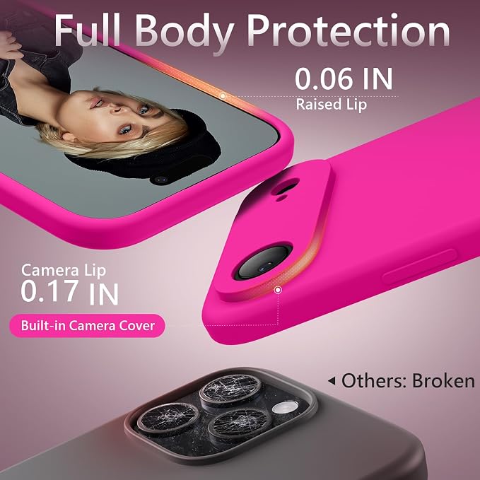 FireNova Magnetic for iPhone Air Case, Compatible with MagSafe, [Integrated Silicone Camera Control Button] [Camera Protection] Microfiber Lining Phone Case for iPhone 17 Air, 6.5", Hot Pink