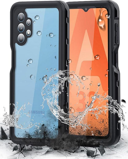 Hualele Galaxy A32 5G Case Waterproof, Built in Lens & Screen Protector Rugged Full Body Heavy Duty Protective Shockproof IP68 Underwater Case for Samsung Galaxy A32 5G Black