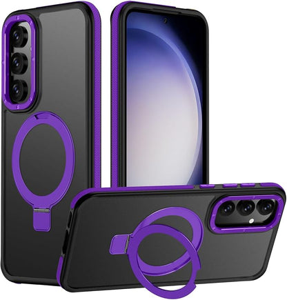 for Samsung Galaxy S23 FE Case, Magnetic Adjustable Ring Stand [Fit for Magsafe], [Military-Grade Shockproof Protection] Phone Case with Kickstand&Ring Holder (Purple)