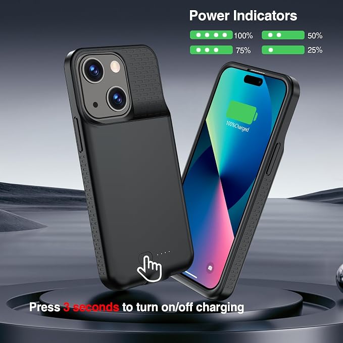 GIN FOXI Battery Case for iPhone 15 Pro/15, Rechargeable Case 15W Fast Charging Charger Real 7000mAh Ultra-Slim Anti-Fall Protection Extended Charger for iPhone 15 &15 Pro Black