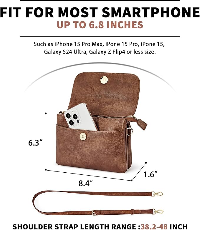 CHOLISS Small Crossbody Bags for Women, Vegan Leather Cell Phone Purse, Mini Travel Purse with Adjustable Strap Womens Gifts
