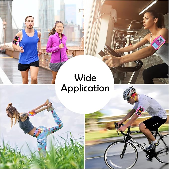 Running Armband with Earphone Bag Cell Phone Armband for iPhone 17 16 15 Pro 14 Plus 13 11 XR, Galaxy S24/S10 Water Resistant Sports Phone Holder Case & Zipper Slot Car Key Holder for 6.7 inch Phone