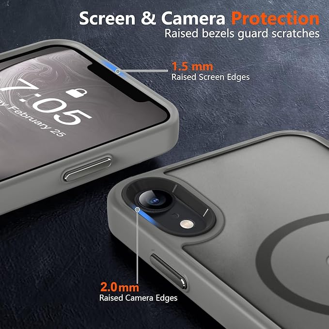 MOCCA Strong Magnetic for iPhone XR Phone Case, [Compatible with Magsafe][Mil-Grade Drop Protection] Slim Thin Translucent Matte Protective Cover Case for iPhone XR Case 6.1'', Titanium Gray