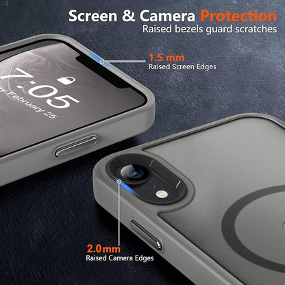 MOCCA Strong Magnetic for iPhone XR Phone Case, [Compatible with Magsafe][Mil-Grade Drop Protection] Slim Thin Translucent Matte Protective Cover Case for iPhone XR Case 6.1'', Titanium Gray
