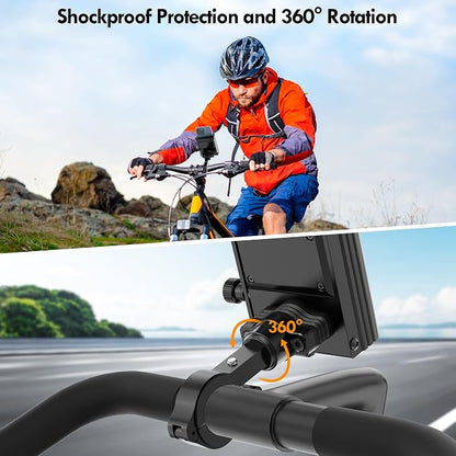 Ubike GPS Bike Phone Mount, Hidden Bicycle Phone Mount Compatible with Apple Find My (iOS Only), Lost Mode, No Monthly Fee, Built-in GPS Tracker Motorcycle Handlebar Clamp for iPhone