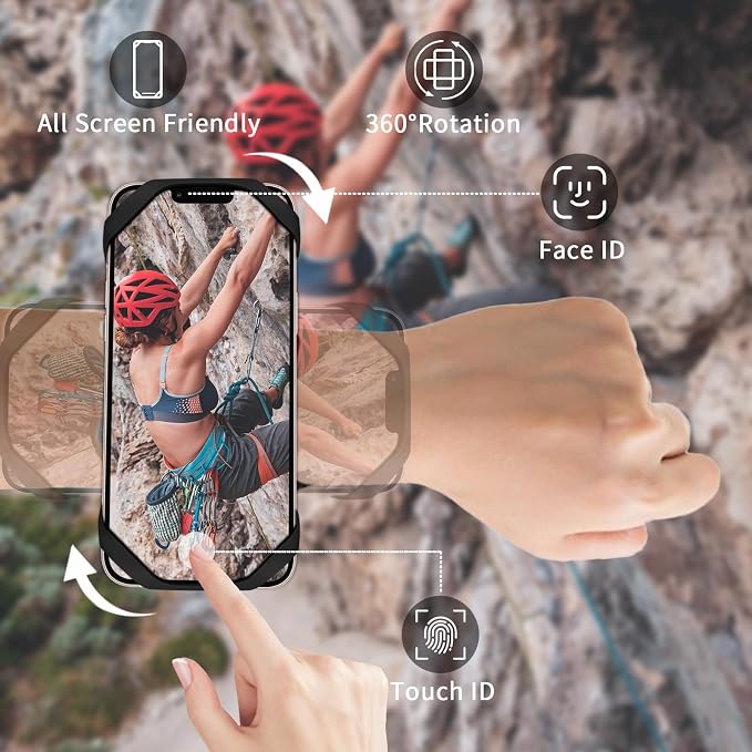 3in1 Running Sports Armband+Wristband+Bicycle Phone Holder,360° Rotation & Detachable Compatible with 4.5-7" Cellphone for iPhone 17/16/15/Pro/ProMax/14/13/mini/Pro Max/XS/XR