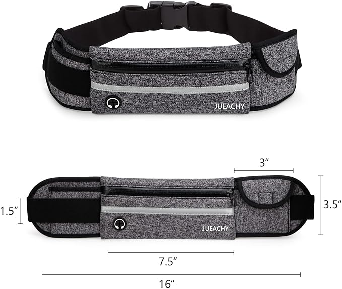 Jueachy Running Belts for Women Waterproof Fanny Pack Running Waist Pouch Phone holder Adjustable Sports Money Belt with Headphone Port