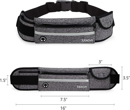 Jueachy Running Belts for Women Waterproof Fanny Pack Running Waist Pouch Phone holder Adjustable Sports Money Belt with Headphone Port