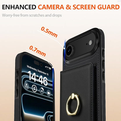 LOHASIC for iPhone 17 Air Case Wallet with Card Holder, 360° Rotation Ring, RFID Blocking, 5 Card Slots, PU Leather 6.5" Cover for Apple 17 Air Men Women, Black