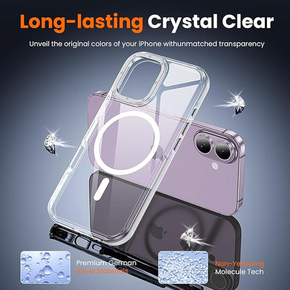3 in 1 for iPhone 17 Case Clear Bumper,Fits MagSafe, Yellowing-Resistant Acrylic Back, Shockproof Guard Corners, Military-Grade Protection for Phone Cover 6.3 inch
