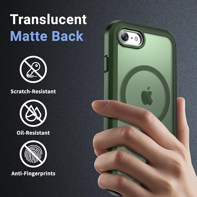 jaroco Magnetic for iPhone SE Case 3rd/2rd,iPhone 8/7 Case, [Compatible with MagSafe][Military Grade Drop Protection][Heavy Duty Protection][Non-Slip] 2-Layer Bumper Phone Case 4.7''-Army Green