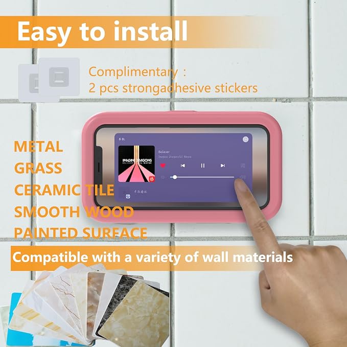 Waterproof Shower Phone Holder,360° Rotation Shower Phone Case, Angle Adjustable, Anti-Fog High Sensitivity,for Bathroom,Batheub, Kitchen Wall,Compatible with 4" - 6.8" Cell Phones