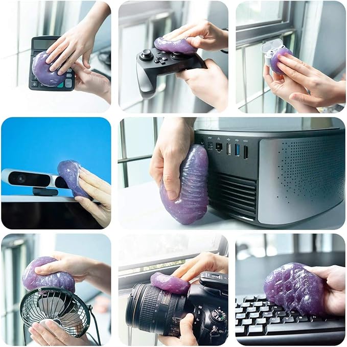 ASFSKY Car Cleaning Gel for Car Interior（Air Vents, Dashboard, Center Console, Cup Holders, Seat Seams, etc.） Removes Dust, and Debris, Reusable, No Residue Cleaner (3, Purple)