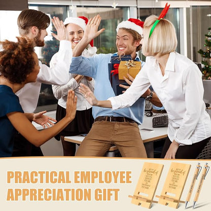 Ripeng 20 Sets Employee Appreciation Gifts Bulk Bamboo Phone Stands with Ballpoint Pens for Desk Office Workers Thank You Gift for Team Coworkers Staff Volunteer Nurse Teacher Colleagues