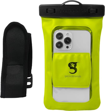 geckobrands Float Phone Dry Bag with Arm Band - Floating Watertight Dry Bag Phone Pouch, Fits Most iPhone and Samsung Galaxy Models Green