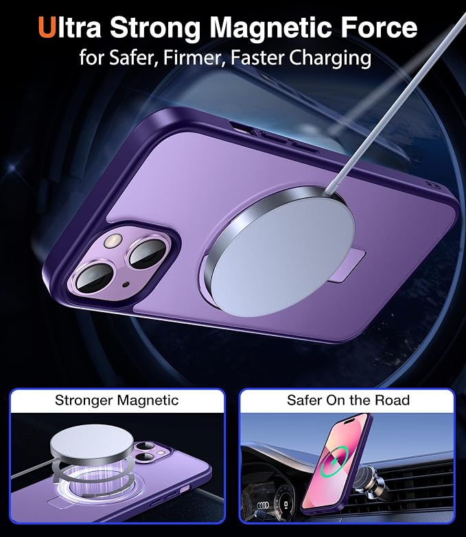 Chicfun 3-in-1 [Magnetic+Kickstand+Ring Holder] for iPhone 13 Case, iPhone 14 Case Compatible with MagSafe, Phone Case iPhone 13/14 with Stand Military Shockproof Protective Magnetic Cover