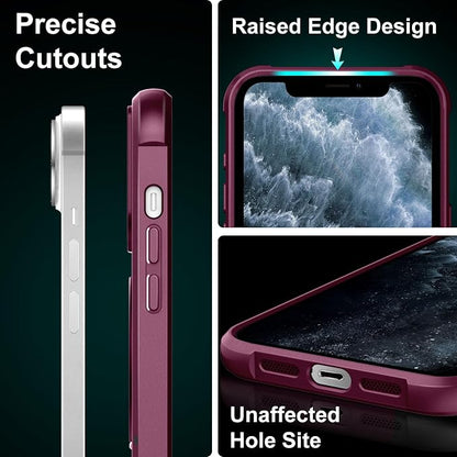 360° Magnetic Swivel Ring for iPhone 11 pro max case, Built-in Metal Stand and Ring Holder, Magsafe Compatible, Military Grade Protection, Shock and Vibration Resistant - Wine Red