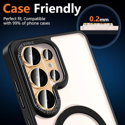 for Samsung Galaxy S26 Ultra Camera Lens Protector, Electroplated Matte Back with 9H Tempered Glass Lens Protector, [Strong Adsorption] [Case-Friendly] Metal Ring HD Clear Lens Cover, Gold