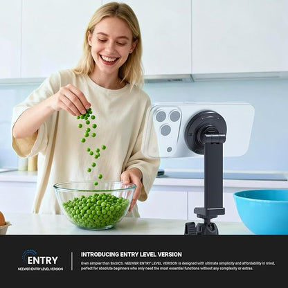 NEEWER Entry Level Version Magnetic Phone Holder Tripod Mount Adapter, 360° Compact Lightweight Portable Compatible with MagSafe iPhone Samsung Android for Video Recording, PA153