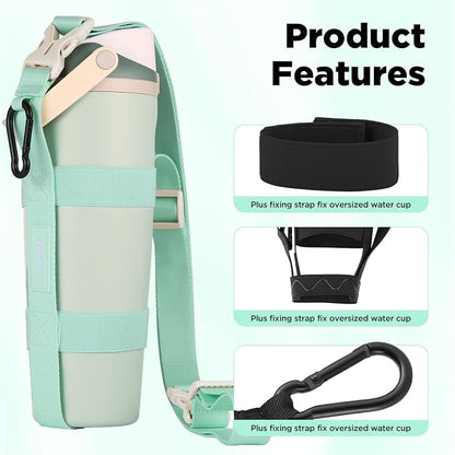 EasyAcc Water Bottle Holder Strap Sling, for Owala FreeSip 24 32 40 oz, Hydro Flask, Cirkul, Yeti, Stanley Flip, Universal Water Bottles, with Carabiner, for Walking Curise Travel (Bottle Excluded)