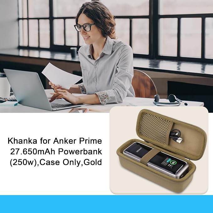 khanka Case for Anker Prime Power Bank 27650mAh 250W,Case Only (Golden).