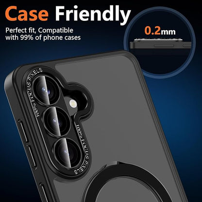 for Samsung Galaxy S26 Camera Lens Protector, Electroplated Matte Back with 9H Tempered Glass Lens Protector, [Strong Adsorption] [Case-Friendly] Metal Ring HD Clear Lens Cover, Black