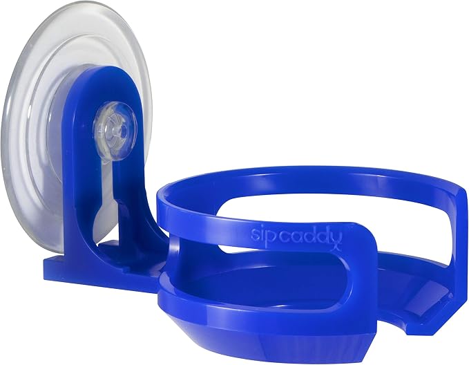Bath & Shower Portable Cupholder Caddy for Beer & Wine Suction Cup Drink Holder, Blue