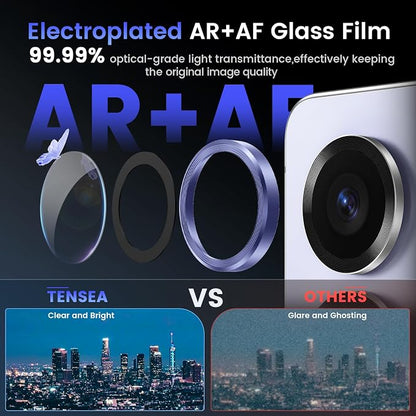 Tensea (3+2PCS Compatible with Samsung Galaxy S25 Ultra Camera Lens Protector, 9H Tempered Glass Camera Cover Screen Protector Metal Individual Ring [Installation Tray][Case Friendly]