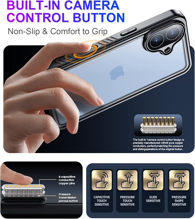 Temdan Compatible with iPhone 17 Case,Waterproof Built-in Screen & Camera Protector IP68 Underwater Full Body 17FT Military Dropproof Shockproof Phone Case 6.3"-Blue/Clear