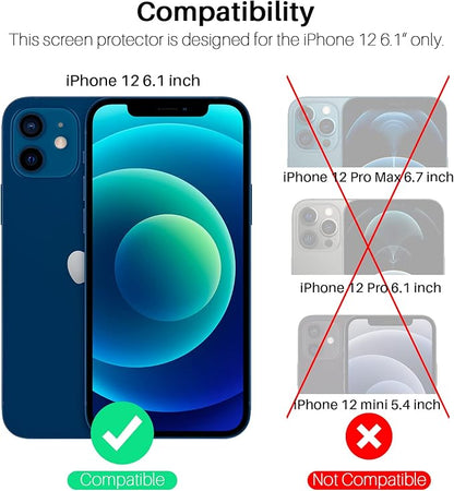 [3+3+1] LK 3 Pack iPhone 12 Screen Protector + 3 Pack Lens Protector with Alignment Frame, [9H] Tempered Glass, Scratch-Proof, Bubble-Free, Smooth Touch Screen Protector for iPhone 12, Clear, 6.1-inch