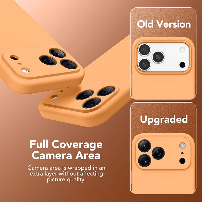 Magnetic for iPhone 17 Pro Max Case, Compatible with MagSafe, [Full Camera Protection][Screen Protector] Silicone Shockproof Protective Phone Case for iPhone 17 Pro Max 6.9", Cantaloupe