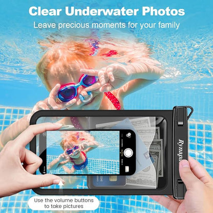 Rynapac [Up to 10" Large Waterproof Phone Pouch - 2 Pack IPX8 Waterproof Phone Case for iPhone 17 16 15 Pro Max Galaxy S26 Ultra, Touchscreen & Underwater Photography, Beach Cruise Travel Essentials