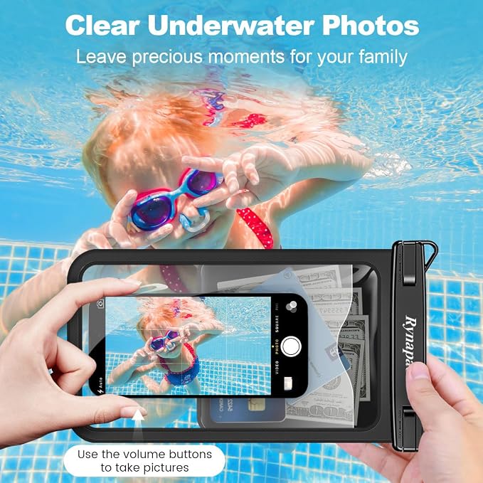 Rynapac Large Waterproof Phone Pouch [Up to 10"] - 2 Pack IPX8 Waterproof Phone Case for iPhone 17 16 15 Pro Max Galaxy S26 Ultra, Touchscreen & Underwater Photography, Beach Cruise Essentials 2026