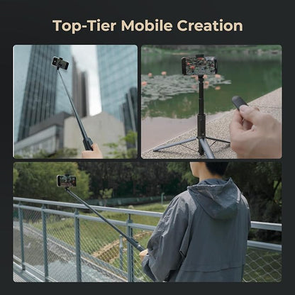 SmallRig ST30 One-Touch Deploy Selfie Stick Tripod, 57.9" Automatic Tripod Stand with Remote and Cold Shoe Mount, for iPhone, for Android, Video Recording, Travel, Vlogging, Black 5291