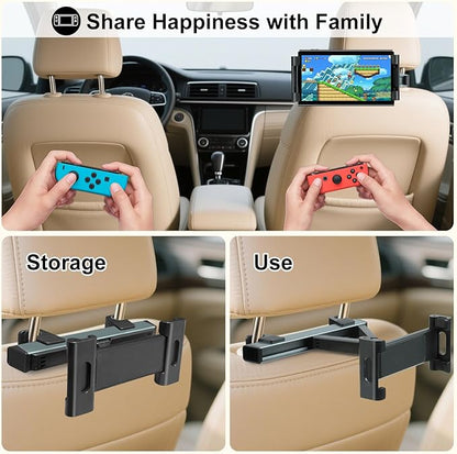 Kairiyard Tablet Holder for Car, Triangle Extension Arm Adjustable Car Back Seat Tablet Holder Road Trip Essentials Headrest Tablets Cars Mount Compatible with iPad Pro, Air, Mini, 4.7-11" Devices